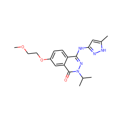 COCCOc1ccc2c(Nc3cc(C)[nH]n3)nn(C(C)C)c(=O)c2c1 ZINC000040403820