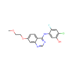 COCCOc1ccc2c(Nc3cc(O)c(Cl)cc3F)ncnc2c1 ZINC000028704468