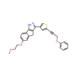 COCCOc1ccc2c(c1)Cc1c(-c3csc(C#CCOc4ccccc4)c3)n[nH]c1-2 ZINC000028641579