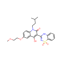 COCCOc1ccc2c(c1)c(O)c(C1=NS(=O)(=O)c3ccccc3N1)c(=O)n2CCC(C)C ZINC000101077638