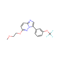 COCCOc1ccc2ncc(-c3cccc(OC(F)(F)F)c3)n2n1 ZINC000113192891