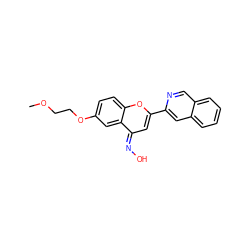 COCCOc1ccc2oc(-c3cc4ccccc4cn3)c/c(=N\O)c2c1 ZINC000117378342