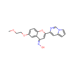 COCCOc1ccc2oc(-c3cc4cccn4cn3)c/c(=N\O)c2c1 ZINC000117382873