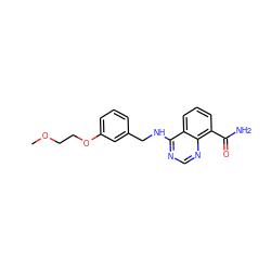 COCCOc1cccc(CNc2ncnc3c(C(N)=O)cccc23)c1 ZINC000114346326