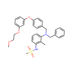 COCCOc1cccc(Oc2ccc(CN(Cc3ccccc3)c3cccc(NS(C)(=O)=O)c3C)cc2)c1 ZINC000028357634