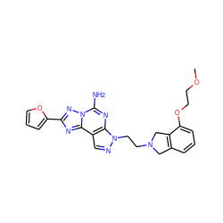 COCCOc1cccc2c1CN(CCn1ncc3c1nc(N)n1nc(-c4ccco4)nc31)C2 ZINC000038413148