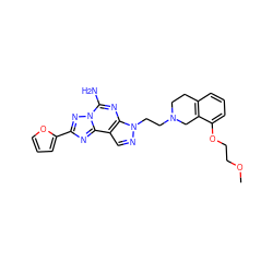 COCCOc1cccc2c1CN(CCn1ncc3c1nc(N)n1nc(-c4ccco4)nc31)CC2 ZINC000040401177