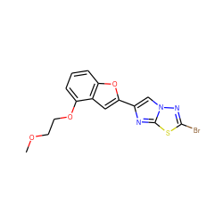 COCCOc1cccc2oc(-c3cn4nc(Br)sc4n3)cc12 ZINC000653767437