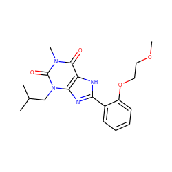 COCCOc1ccccc1-c1nc2c([nH]1)c(=O)n(C)c(=O)n2CC(C)C ZINC000013818336