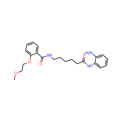 COCCOc1ccccc1C(=O)NCCCCCC(=O)Nc1ccccc1N ZINC000117587639