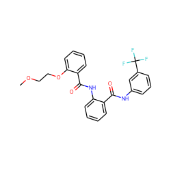 COCCOc1ccccc1C(=O)Nc1ccccc1C(=O)Nc1cccc(C(F)(F)F)c1 ZINC000199853043