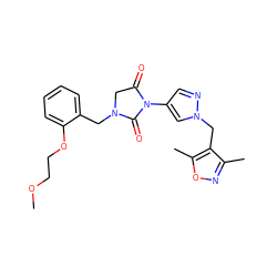 COCCOc1ccccc1CN1CC(=O)N(c2cnn(Cc3c(C)noc3C)c2)C1=O ZINC000115732550