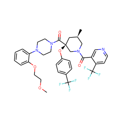 COCCOc1ccccc1N1CCN(C(=O)[C@]2(Oc3ccc(C(F)(F)F)cc3)C[C@@H](C)CN(C(=O)c3cnccc3C(F)(F)F)C2)CC1 ZINC000165616685