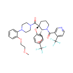 COCCOc1ccccc1N1CCN(C(=O)[C@]2(Oc3ccc(C(F)(F)F)cc3)CCCN(C(=O)c3cnccc3C(F)(F)F)[C@@H]2CCO)CC1 ZINC000169325188