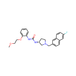 COCCOc1ccccc1NC(=O)N[C@@H]1CCN(Cc2ccc3cc(F)ccc3c2)C1 ZINC000095576733