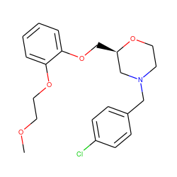 COCCOc1ccccc1OC[C@@H]1CN(Cc2ccc(Cl)cc2)CCO1 ZINC000013579618