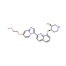 COCCOc1ccn2c(-c3ccc4cccc(O[C@@H]5CCNC[C@@H]5O)c4n3)cnc2c1 ZINC000103240620