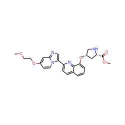 COCCOc1ccn2c(-c3ccc4cccc(O[C@@H]5CN[C@H](C(=O)OC)C5)c4n3)cnc2c1 ZINC000103240640