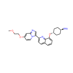 COCCOc1ccn2c(-c3ccc4cccc(O[C@H]5CC[C@H](N)CC5)c4n3)cnc2c1 ZINC000261159896