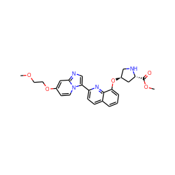 COCCOc1ccn2c(-c3ccc4cccc(O[C@H]5CN[C@H](C(=O)OC)C5)c4n3)cnc2c1 ZINC000103240638