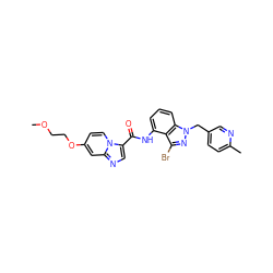 COCCOc1ccn2c(C(=O)Nc3cccc4c3c(Br)nn4Cc3ccc(C)nc3)cnc2c1 ZINC000117895324