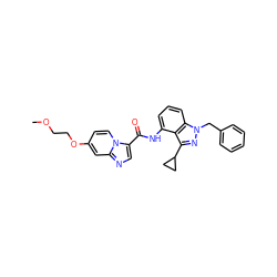 COCCOc1ccn2c(C(=O)Nc3cccc4c3c(C3CC3)nn4Cc3ccccc3)cnc2c1 ZINC000072315537