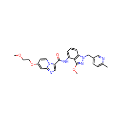 COCCOc1ccn2c(C(=O)Nc3cccc4c3c(OC)nn4Cc3ccc(C)nc3)cnc2c1 ZINC000117877044