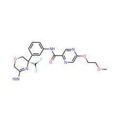 COCCOc1cnc(C(=O)Nc2cccc([C@]3(C(F)F)COCC(N)=N3)c2)cn1 ZINC000117498625