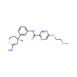 COCCOc1cnc(C(=O)Nc2cccc([C@]3(C)CCSC(N)=N3)c2)cn1 ZINC000146020343