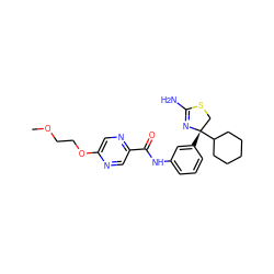 COCCOc1cnc(C(=O)Nc2cccc([C@]3(C4CCCCC4)CSC(N)=N3)c2)cn1 ZINC000139567270