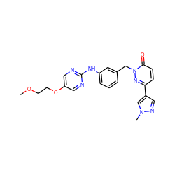 COCCOc1cnc(Nc2cccc(Cn3nc(-c4cnn(C)c4)ccc3=O)c2)nc1 ZINC000653692830