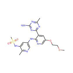 COCCOc1cnc(Nc2cnc(C)c(NS(C)(=O)=O)c2)c(-c2nc(C)nc(N)n2)c1 ZINC000113240857