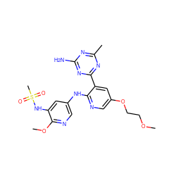 COCCOc1cnc(Nc2cnc(OC)c(NS(C)(=O)=O)c2)c(-c2nc(C)nc(N)n2)c1 ZINC000113153951