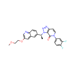 COCCOc1cnc2ccc([C@H](C)n3nnc4ccn(-c5ccc(F)c(F)c5)c(=O)c43)cc2c1 ZINC000068245838