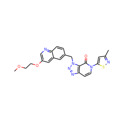 COCCOc1cnc2ccc(Cn3nnc4ccn(-c5cc(C)ns5)c(=O)c43)cc2c1 ZINC000068152020