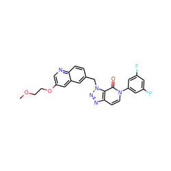 COCCOc1cnc2ccc(Cn3nnc4ccn(-c5cc(F)cc(F)c5)c(=O)c43)cc2c1 ZINC000084758050