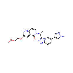 COCCOc1cnc2ccn([C@H](C)c3nnc4ccc(-c5cnn(C)c5)cn34)c(=O)c2c1 ZINC000139738992