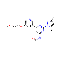 COCCOc1cncc(-c2cc(NC(C)=O)nc(-n3nc(C)cc3C)n2)c1 ZINC000042887715