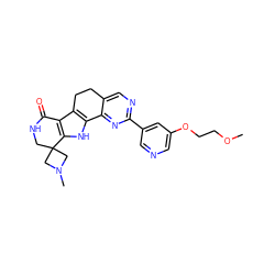 COCCOc1cncc(-c2ncc3c(n2)-c2[nH]c4c(c2CC3)C(=O)NCC42CN(C)C2)c1 ZINC000072107951