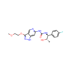 COCCOc1n[nH]c2cc(NC(=O)N[C@@H](c3ccc(F)cc3)[C@H](C)O)ncc12 ZINC001772651432