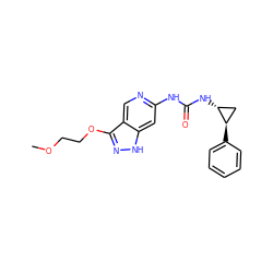 COCCOc1n[nH]c2cc(NC(=O)N[C@@H]3C[C@H]3c3ccccc3)ncc12 ZINC000209384305