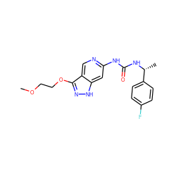 COCCOc1n[nH]c2cc(NC(=O)N[C@H](C)c3ccc(F)cc3)ncc12 ZINC001772610852