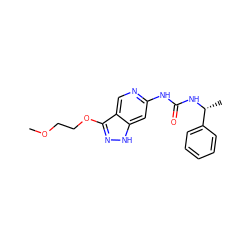 COCCOc1n[nH]c2cc(NC(=O)N[C@H](C)c3ccccc3)ncc12 ZINC000209374041