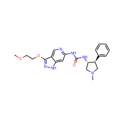 COCCOc1n[nH]c2cc(NC(=O)N[C@H]3CN(C)C[C@@H]3c3ccccc3)ncc12 ZINC001772621816