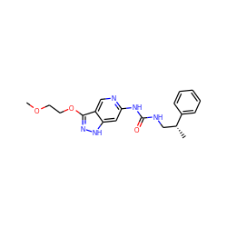 COCCOc1n[nH]c2cc(NC(=O)NC[C@@H](C)c3ccccc3)ncc12 ZINC000209379202