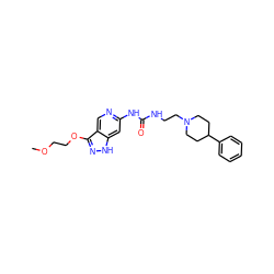 COCCOc1n[nH]c2cc(NC(=O)NCCN3CCC(c4ccccc4)CC3)ncc12 ZINC000209374190