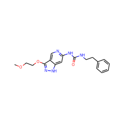 COCCOc1n[nH]c2cc(NC(=O)NCCc3ccccc3)ncc12 ZINC000209374328