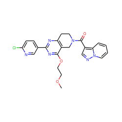 COCCOc1nc(-c2ccc(Cl)nc2)nc2c1CN(C(=O)c1cnn3ccccc13)CC2 ZINC000068248115