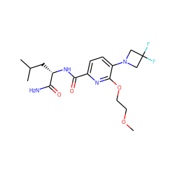 COCCOc1nc(C(=O)N[C@@H](CC(C)C)C(N)=O)ccc1N1CC(F)(F)C1 ZINC000207734245