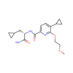 COCCOc1nc(C(=O)N[C@@H](CC2CC2)C(N)=O)ccc1C1CC1 ZINC000207734309